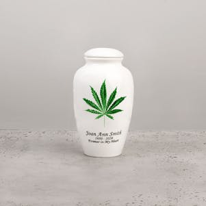Marijuana Leaf Ceramic Small Cremation Urn