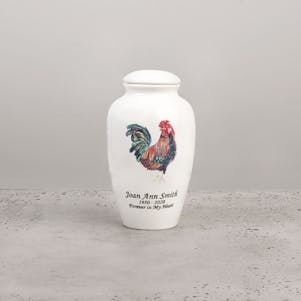 Rooster Ceramic Small Cremation Urn