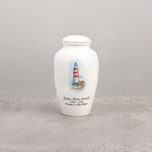 Warm Lighthouse Ceramic Small Cremation Urn