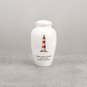 Welcoming Lighthouse Ceramic Small Cremation Urn