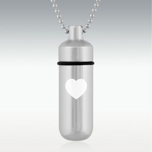Heart Silver Classic Cylinder Cremation Jewelry - Engravable