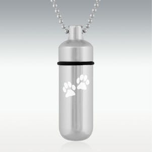 Paws Silver Classic Cylinder Cremation Jewelry - Engrava