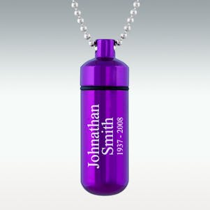 Purple Classic Cylinder Cremation Jewelry - Engravable