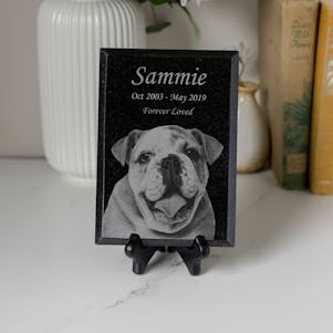 5x7 Pet Engraved Granite Plaque with Display Stand - Vertical