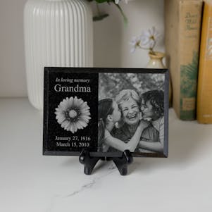 5x7 Engraved Granite Plaque with Display Stand - Horizontal