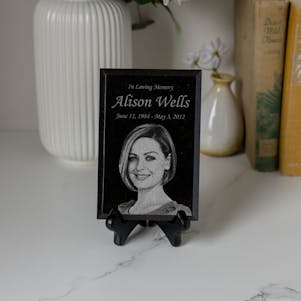 4x6 Engraved Granite Plaque with Display Stand - Vertical