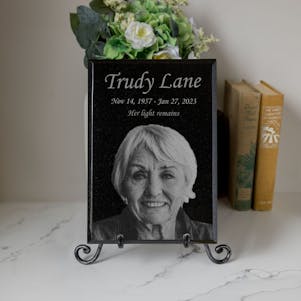 7x10 Engraved Granite Plaque with Display Stand - Vertical