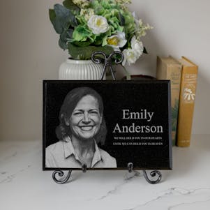7x10 Engraved Granite Plaque with Display Stand-Horizontal