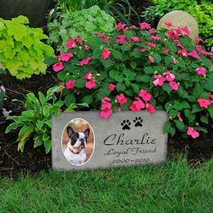 Pet Grave Marker With Inlaid Photo Ceramic Tile