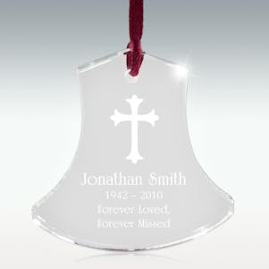 Ornate Cross Bell Memorial Ornament - Free Engraving