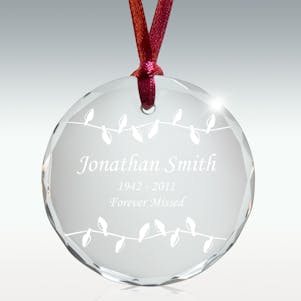 Holiday Lights Round Crystal Memorial Ornament - Free Engraving