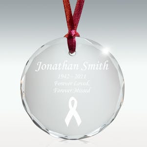 Awareness Ribbon Round Crystal Memorial Ornament