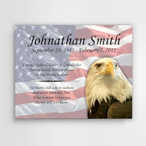 American Flag and Eagle Infinite Impression Wood Memorial Plaque