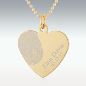 Fingerprint Photo Engraved Pendant  - Gold Heart