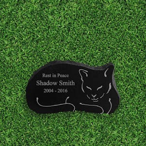 Cat Black Granite Marker - Small