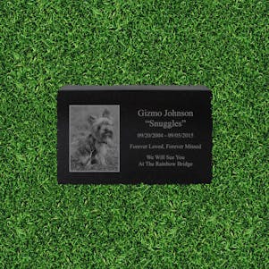6x10 Engraved Photo Pet Black Granite Marker - Small