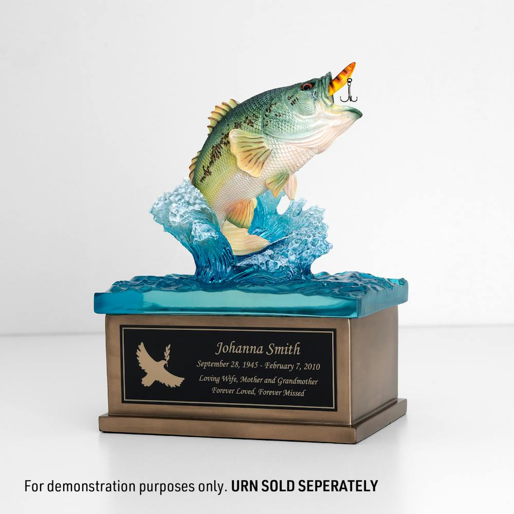 Largemouth Bass Fishing Cremation Urn Plaque Only