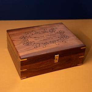 Engraved Border Wooden Memory Capsule Box - Wood Cremation Urn