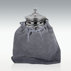 Grey Velvet Gusseted Outside The Urn Bag - Large