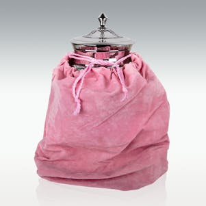 Pink Velvet Gusseted Outside The Urn Velvet Bag - Large