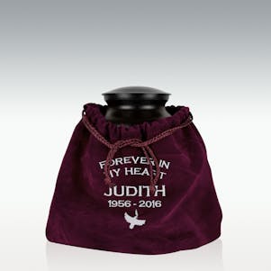 Embroidered Burgundy Outside The Urn Velvet Bag - Medium