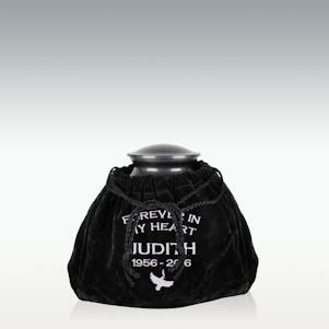 Embroidered Black Outside The Urn Velvet Bag - Small
