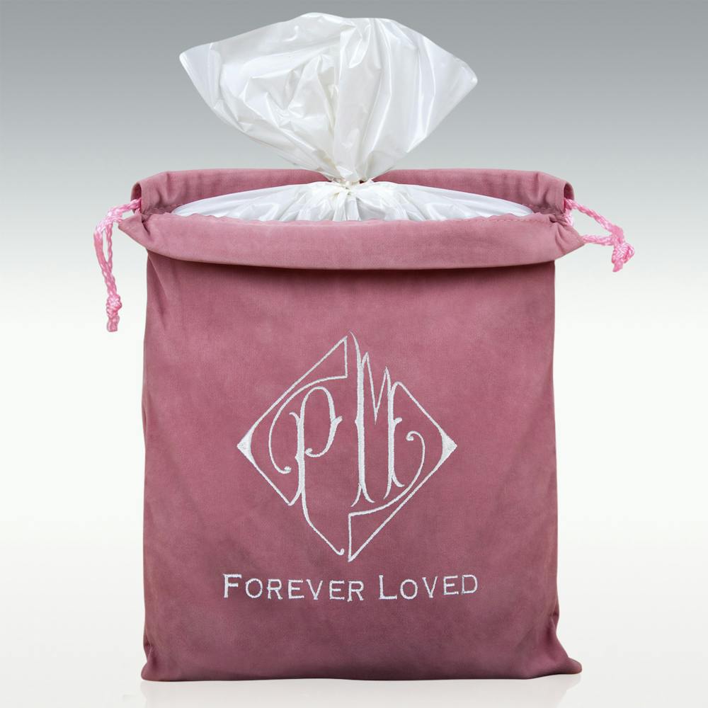 Elegant Monogram Pink Outside The Urn Velvet Bag - Large