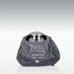 Embroidered Grey Outside The Urn Velvet Bag - Small