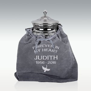 Embroidered Grey Outside The Urn Velvet Bag - Large