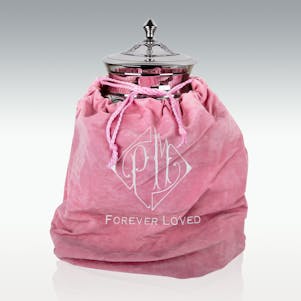 Elegant Monogram Pink Outside The Urn Velvet Bag - Large