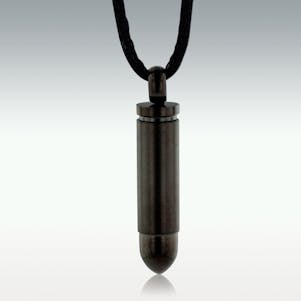 Solid Black Bullet Stainless Steel Cremation Jewelry