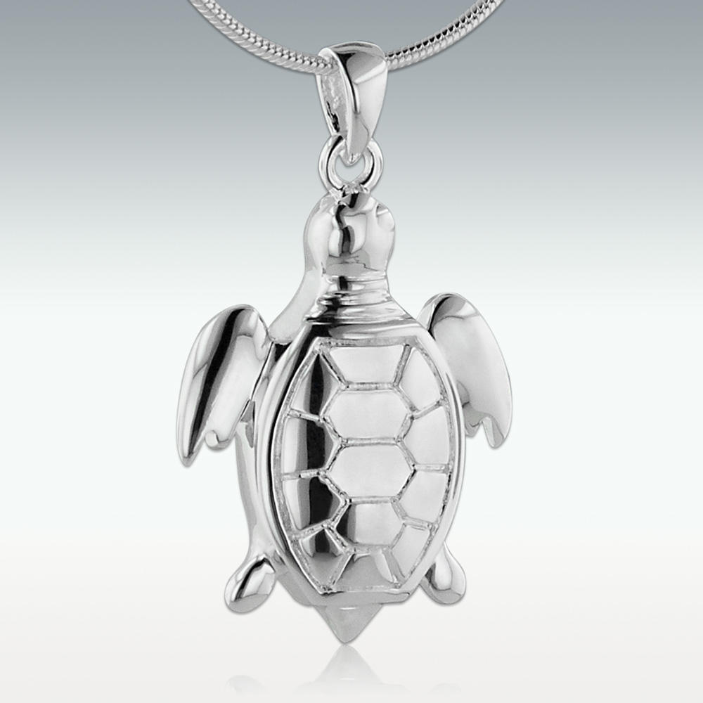 White gold sea hot sale turtle necklace