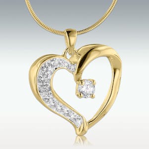 Resplendent Heart Solid 14k Gold Cremation Jewelry-Engravable