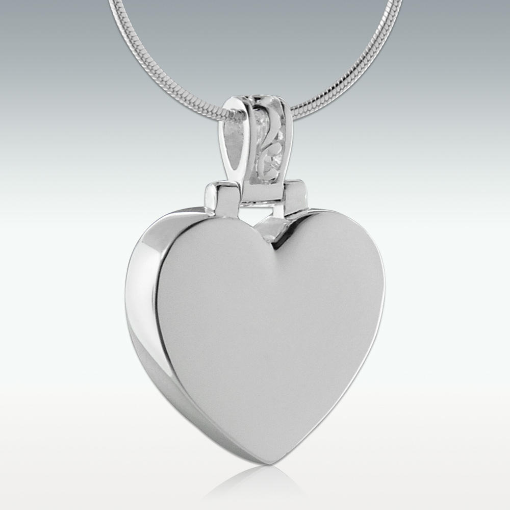Inlay Heart Sterling Silver Cremation Jewelry
