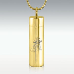 Firefighter Gold Cylinder Stainless Steel Cremation Jewelry