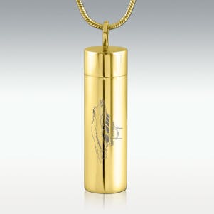 Off Shore Cruiser Gold Cylinder Stainless Steel CremationJewelry