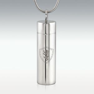 Shield Cylinder Stainless Steel Cremation Jewelry - Engravable
