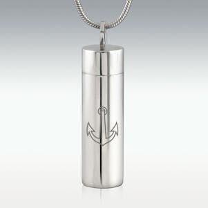 Anchor Cylinder Stainless Steel Cremation Jewelry - Engravable