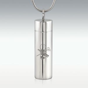 Barber Cylinder Stainless Steel Cremation Jewelry - Engravable