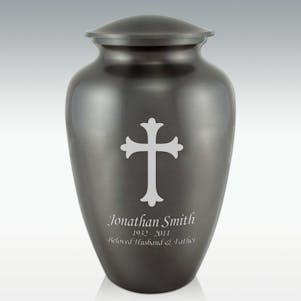 Ornate Cross Classic Cremation Urn - Engravable