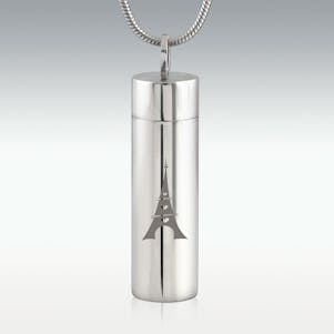 Eiffel Tower Cylinder Stainless Steel Cremation Jewelry