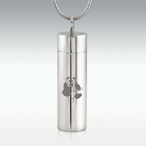 Panda Cylinder Stainless Steel Cremation Jewelry - Engravable