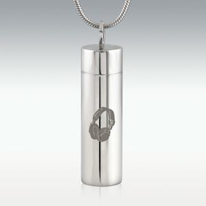 Headphones Cylinder Stainless Steel Cremation Jewelry-Engravable