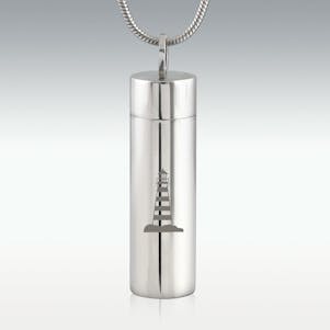 Lighthouse Cylinder Stainless Steel Cremation Jewelry-Engravable