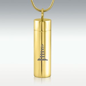 Lighthouse Gold Cylinder Stainless Steel Cremation Jewelry