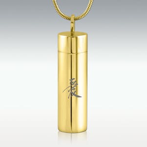 Love Gold Cylinder Stainless Steel Cremation Jewelry-Engravable