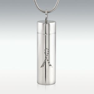 Patriotic Ribbon Cylinder Stainless Steel Cremation Jewelry
