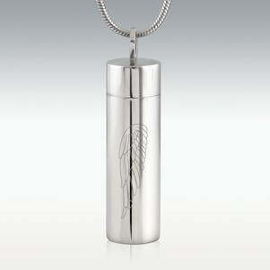 Wing Cylinder Stainless Steel Cremation Jewelry - Engravable