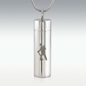 Hiking Cylinder Stainless Steel Cremation Jewelry - Engravable