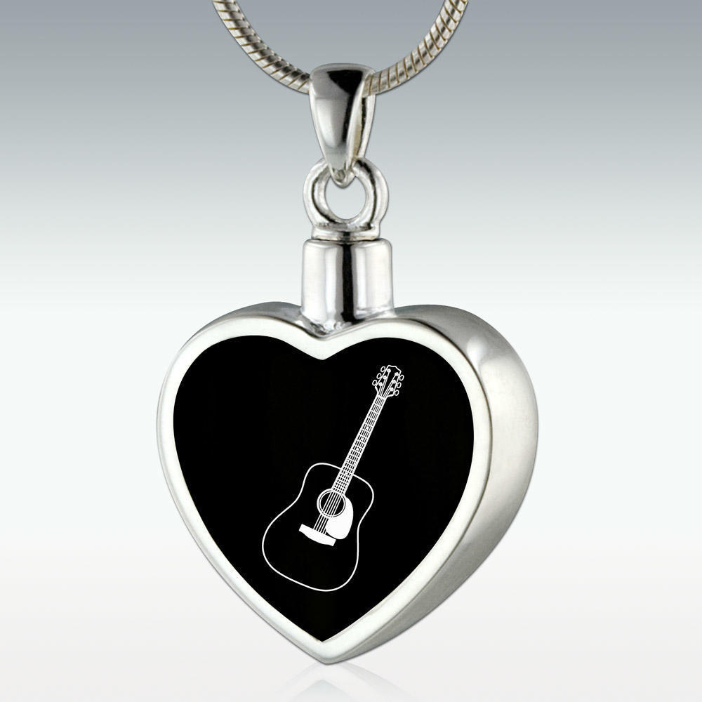 Guitar Pick Cremation Jewelry in Sterling Silver